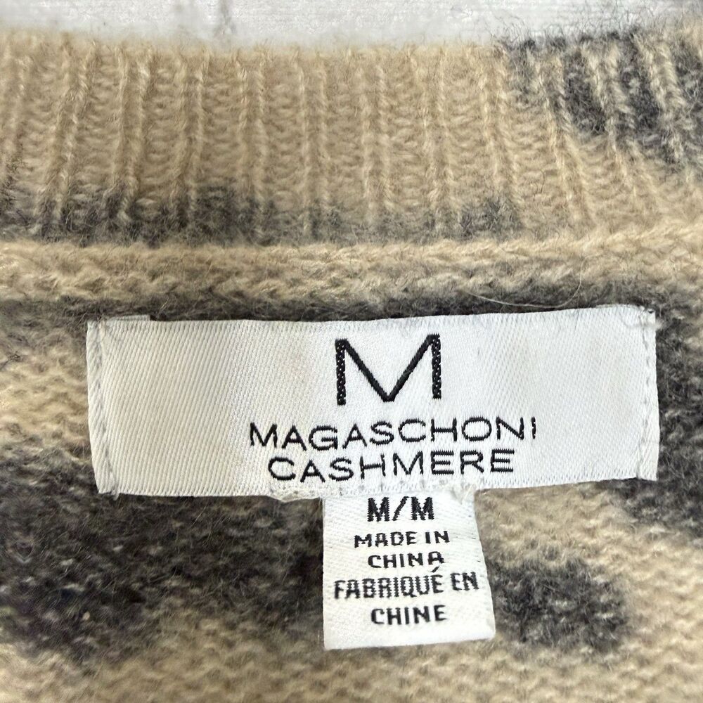M Magaschoni Cashmere Pullover Crewneck Sweater Women Size M Tiger Print Cozy - Picture 4 of 9